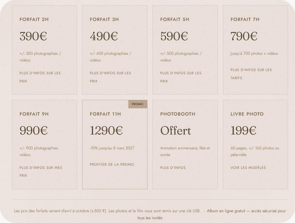 prix photographe suisse